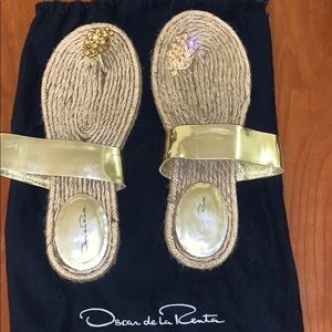 Oscar de la Renta metallic gold leather sandals